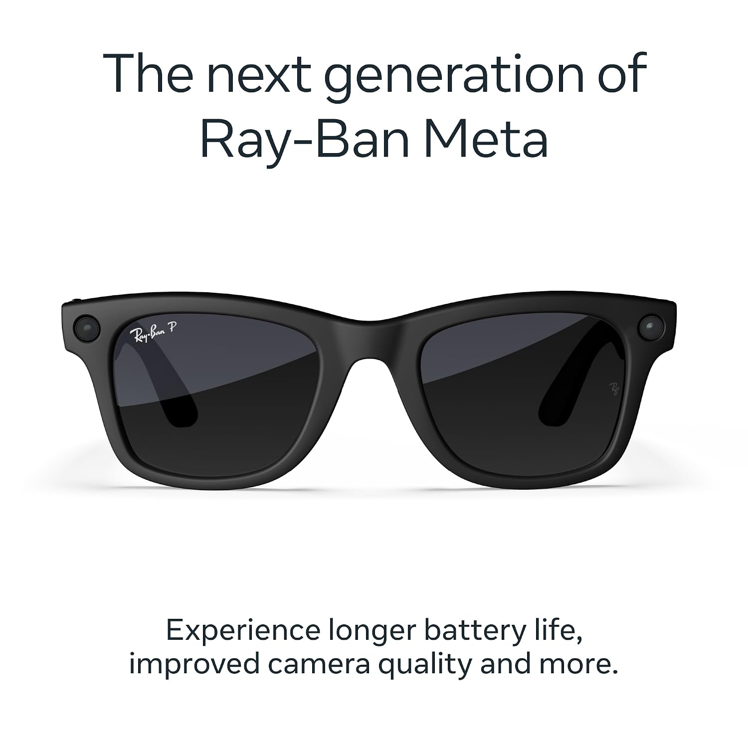 Ray-Ban Meta (Gen 2), Wayfarer, Matte Black | Smart AI Glasses for Men, Women, 2X Battery Life, 3K Ultra HD Resolution, 12 MP Ultra-Wide Camera, Audio, Video. Polarized Gradient Graphite Lenses