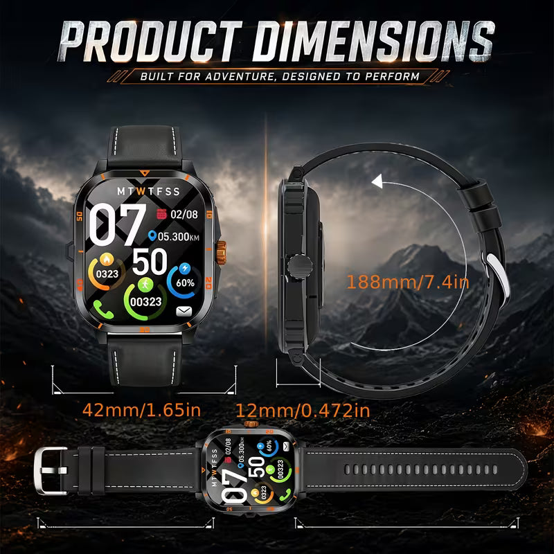 2026 Smart Men's Watch - Wireless Calling, Fitness Tracker &amp; Remote Camera Control