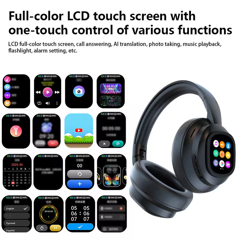 Premium Hybrid Active Noise-Cancelling Headphones with AI Translation &amp; Remote Photography