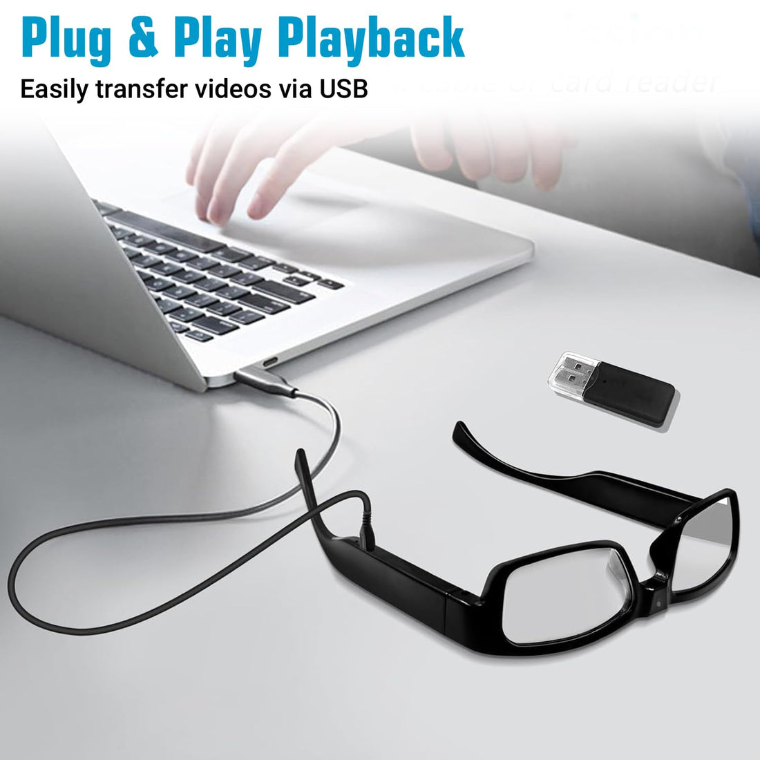 Eye4Spy Hidden Camera Glasses – 1080P HD Wearable Mini Spy Eyewear for Personal Security | Rechargeable - 100 Minutes Backup | Supports microSD Card up to 128GB (Card not Included)