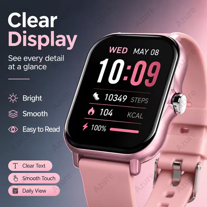 Fashion Smart Watch with HD Display - Wireless Call Alerts Multiple Features