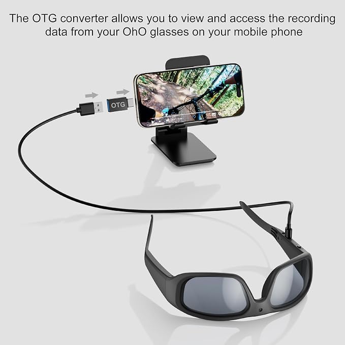 OhO Camera Sunglasses,HD 1080 Sports Cam Sunglasses with Built in 15MP Camera and Polarized UV400 Protection Safety and Interchangeable Lens