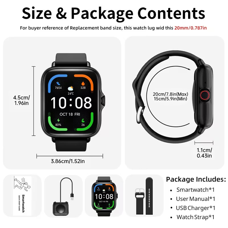 Advanced Smartwatch with 1.83" Full Touch Screen Display