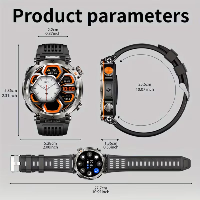 Outdoor Sports Smartwatch 1.7-Inch with 100+ Sports Modes, Bluetooth 5.0, Compass &amp; Super Flashlight