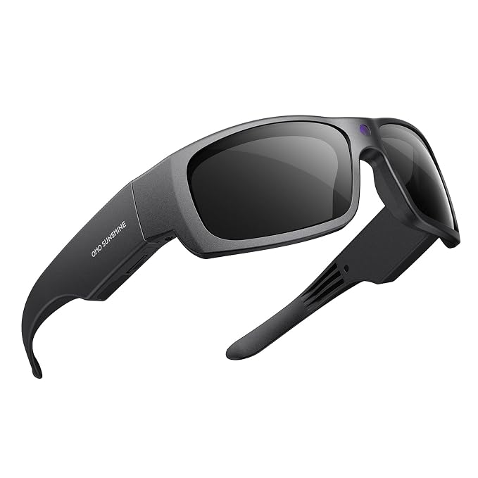 OhO Camera Sunglasses,HD 1080 Sports Cam Sunglasses with Built in 15MP Camera and Polarized UV400 Protection Safety and Interchangeable Lens