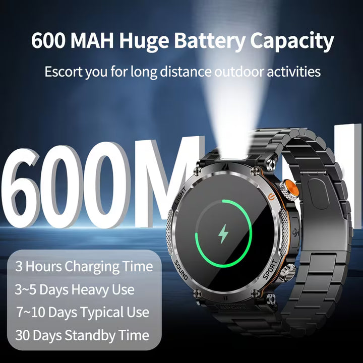 Outdoor Sports Smartwatch 1.7-Inch with 100+ Sports Modes, Bluetooth 5.0, Compass &amp; Super Flashlight