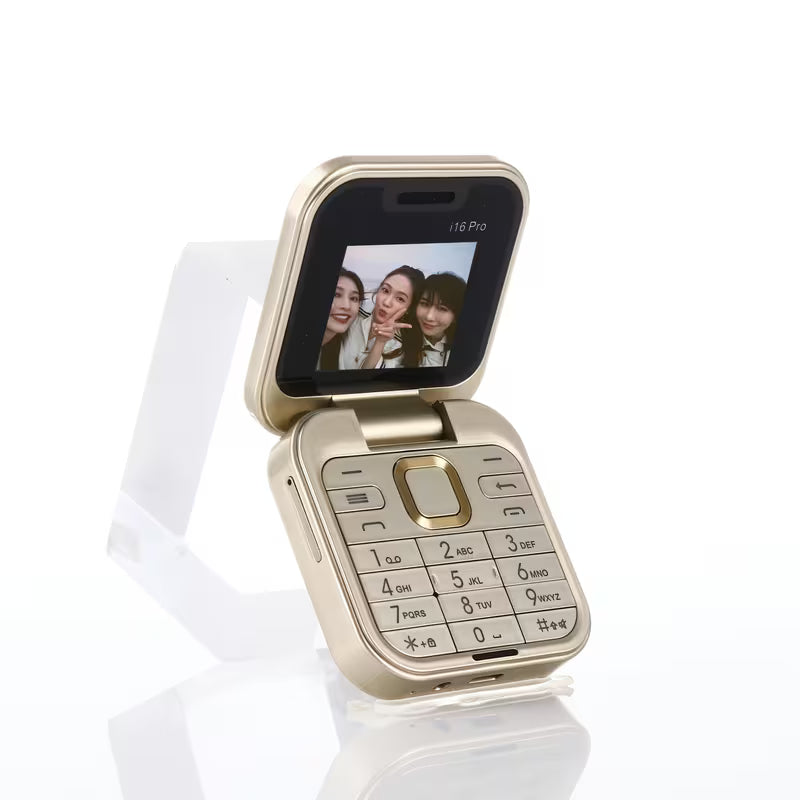 Golden Small Square Phone | Flip Phone